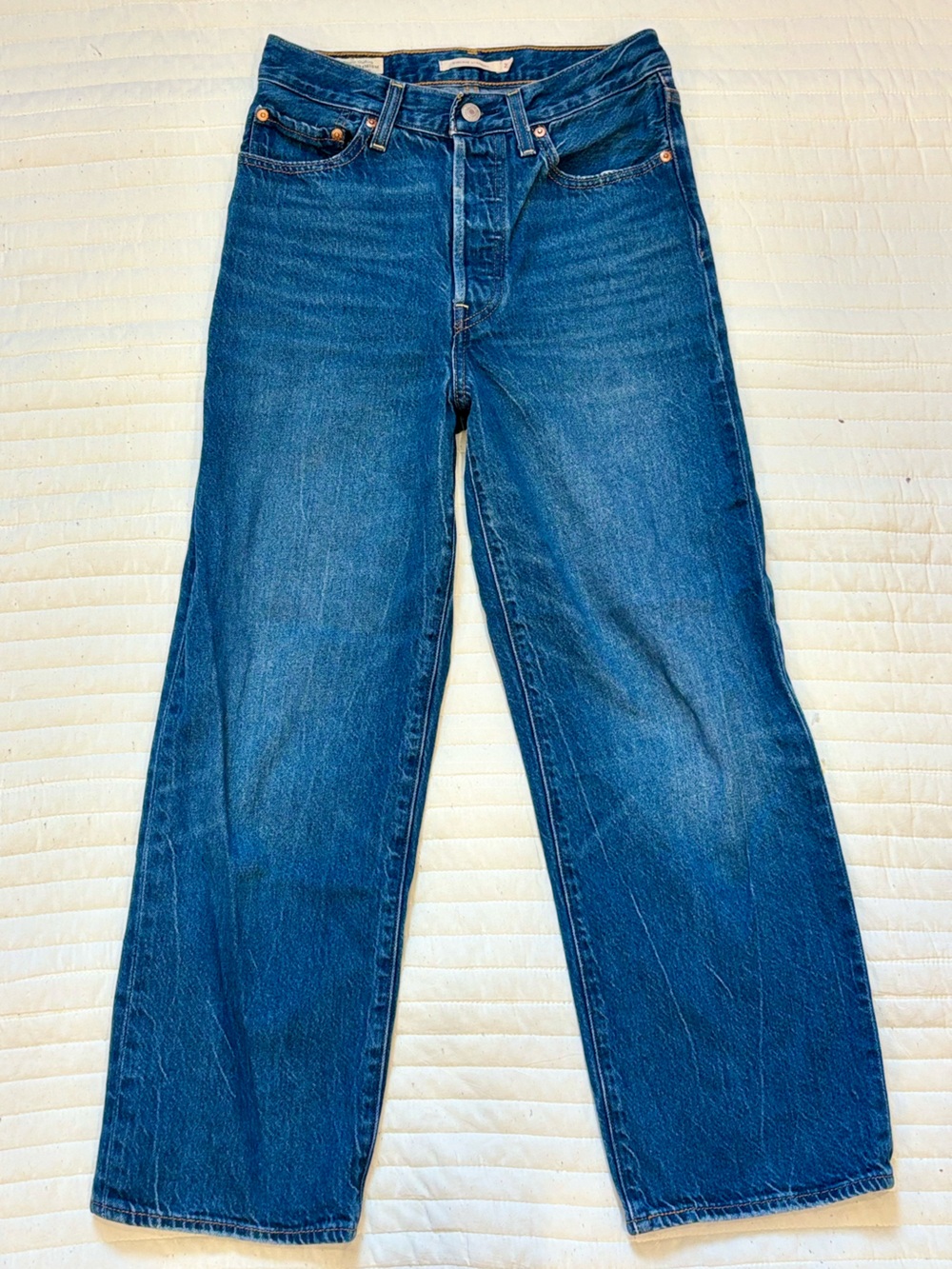 Levi's Ribcage Straight Ankle Jeans Medium Wash Denim High Waisted Women's 27